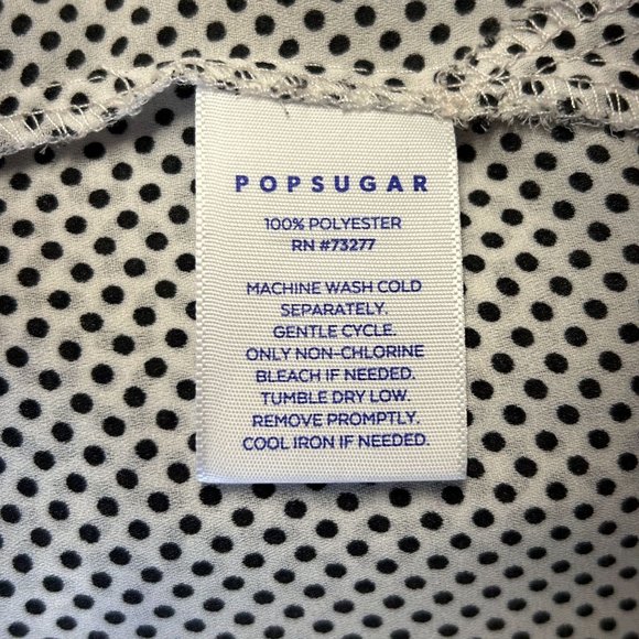 POPSUGAR Women's Long Sleeve Polka Dot Blouse in White/Black - Sz M - Picture 5 of 5